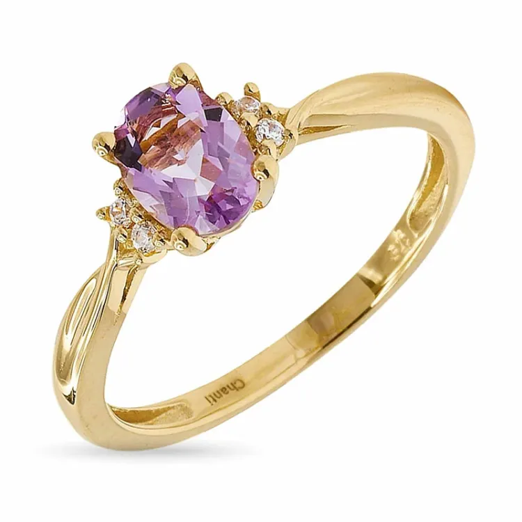 ovaali ametisti kultasormus 9 karaatin kultaa - Gold Collection