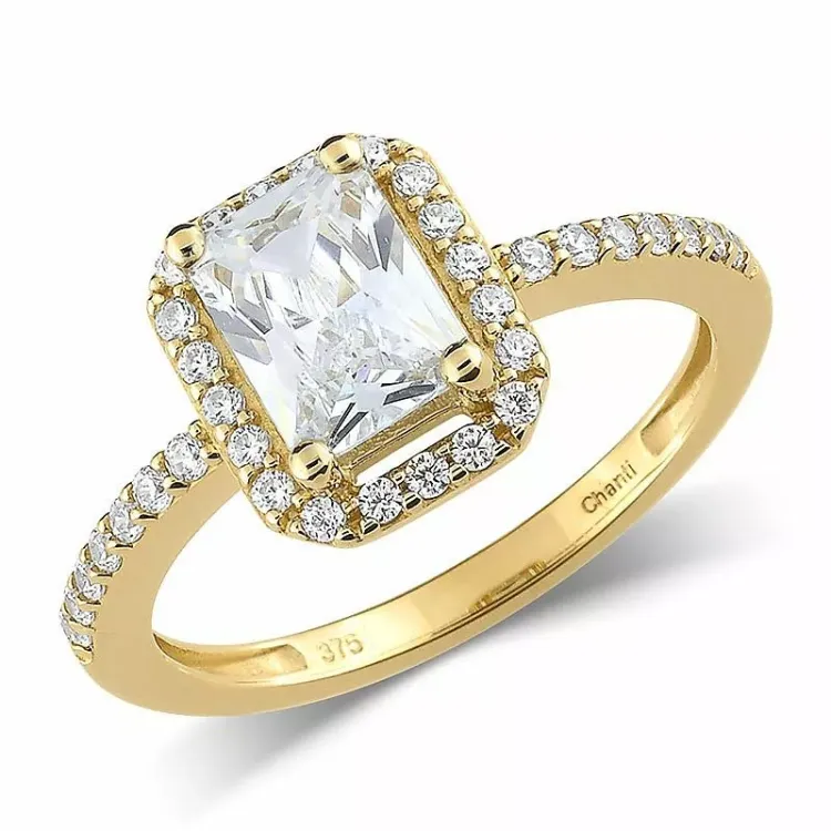 valkoinen zirkoni sormus 9 karaatin kultaa - Gold Collection