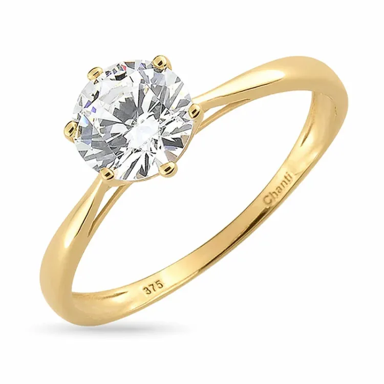 kultaa renkaat: solitaire-sormus 9 karaatin kultaa - Gold Collection