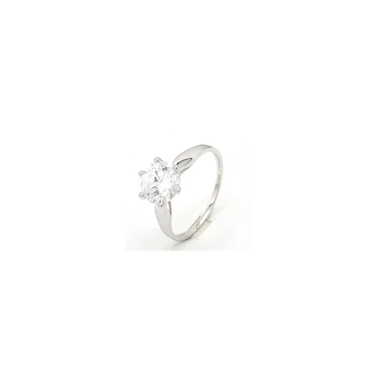 Suuri zirkoni solitaire-sormus 8 karaatin valkokultaa