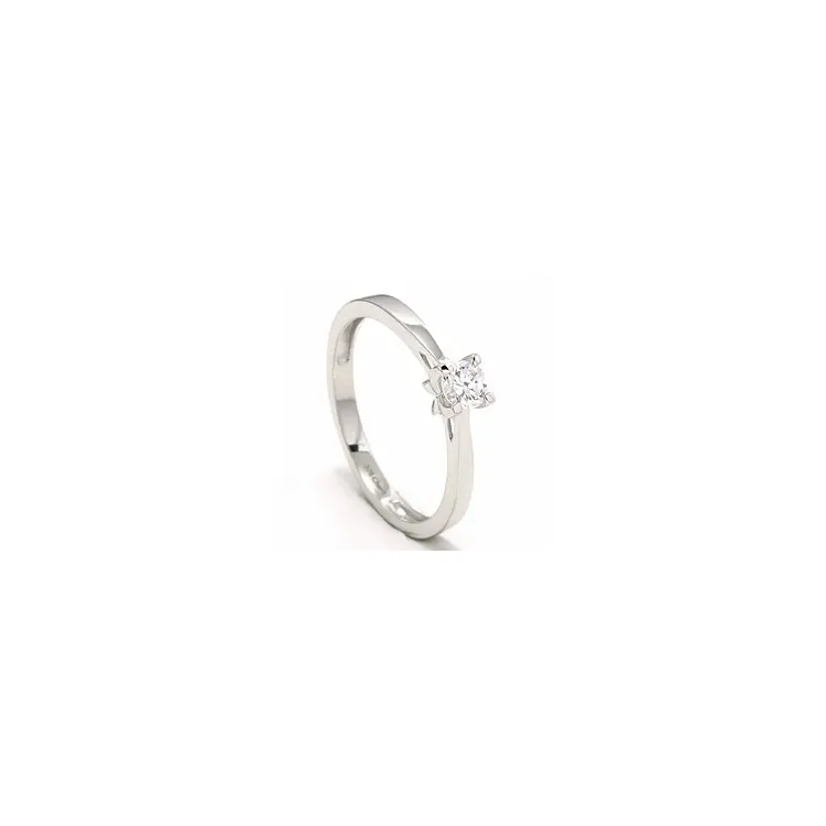 Valkoinen zirkoni solitaire-sormus 9 karaatin valkokultaa