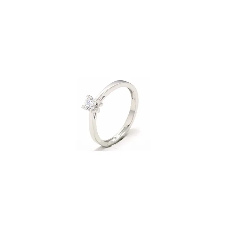Valkoinen zirkoni solitaire-sormus 9 karaatin valkokultaa