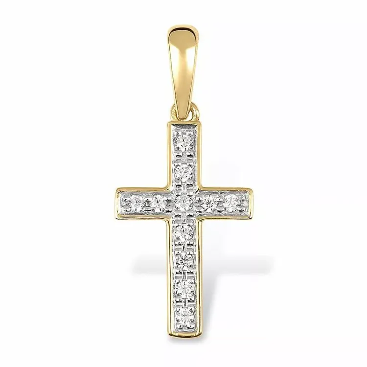leveä risti riipus 9 karaatin kultaa kanssa rodium