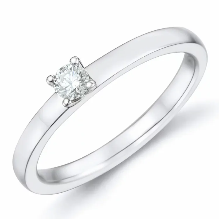 solitaire-sormus 14 karaatin valkokultaa 0,10 ct