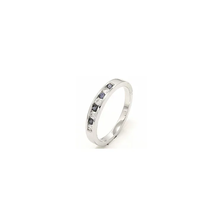 tilaustuotteet - sininen safiiri sormus 14 karaatin valkokultaa 0,12 ct 0,20 ct