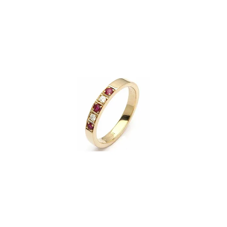 punainen rubiini alianssisormus 14 karaatin kultaa 0,06 ct 0,15 ct