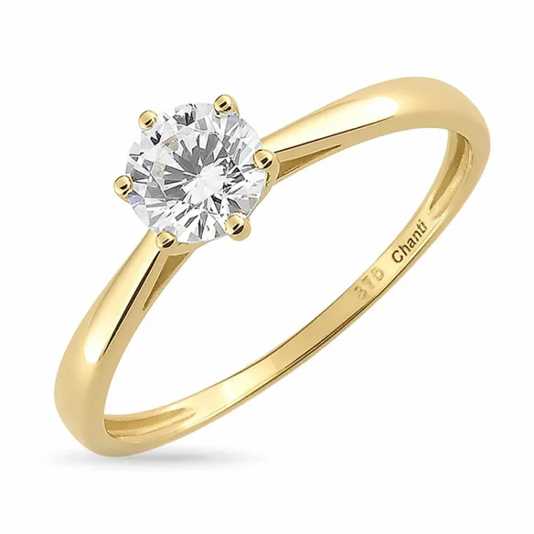 valkoinen zirkoni solitaire-sormus 8 karaatin kultaa - Gold Collection