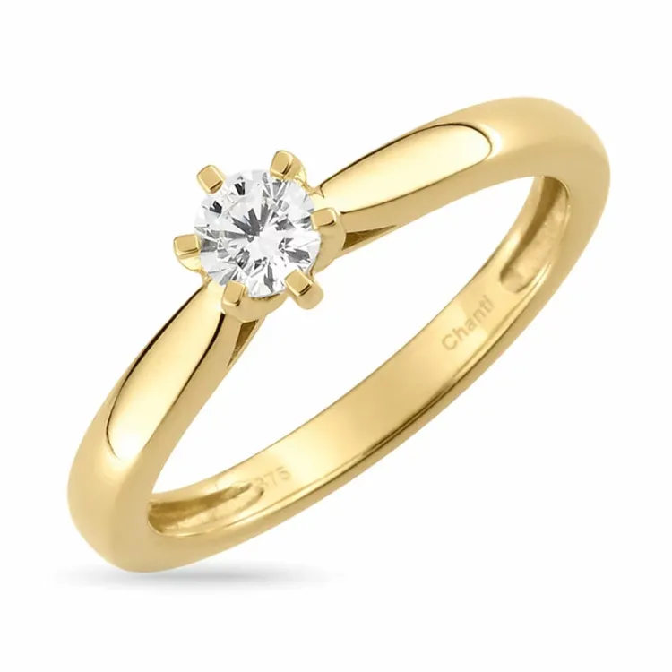 solitaire-sormus 9 karaatin kultaa - Gold Collection