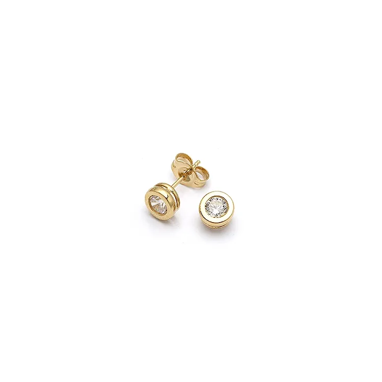6 mm pyöreitä nappikorvakorut 9 karaatin kultaa kanssa zirkonia