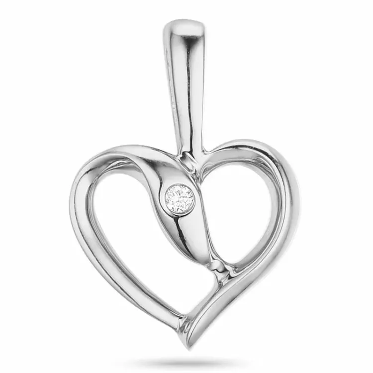 sydän timantti riipus 14 karaatti valkokultaa 0,008 ct