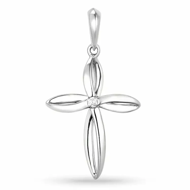 risti riipus 14 karaatti valkokultaa 0,03 ct