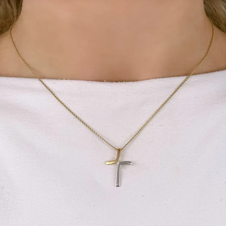 risti timantti riipus 14 karaatti kulta ja valkokultaa 0,03 ct