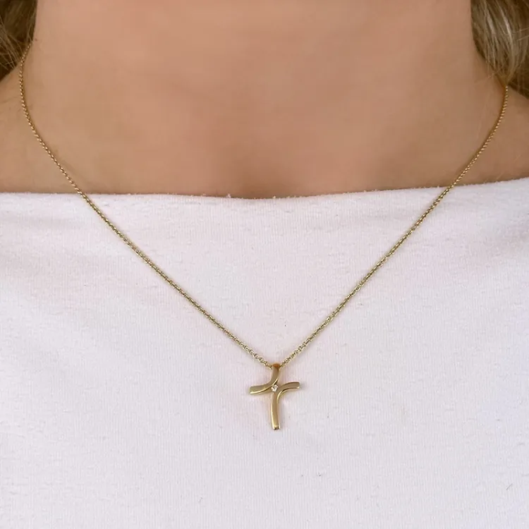 risti timantti riipus 14 karaatti kultaa 0,01 ct