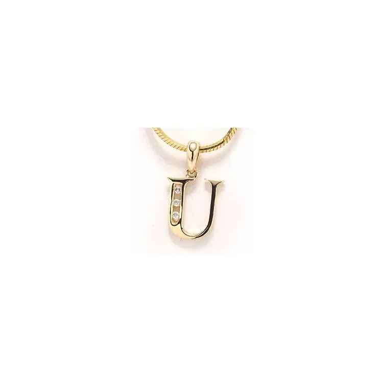 u-kirjain riipus 14 karaatti kultaa 0,03 ct