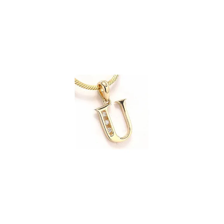 u-kirjain riipus 14 karaatti kultaa 0,03 ct