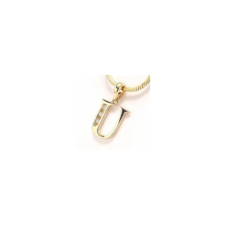 u-kirjain riipus 14 karaatti kultaa 0,03 ct