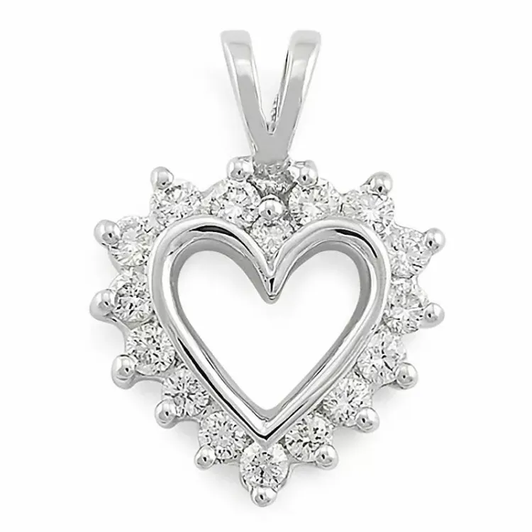 sydän riipus 14 karaatti valkokultaa 0,25 ct