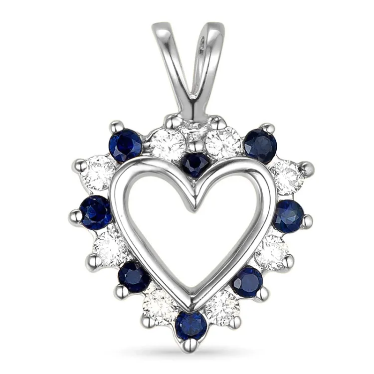 sydän safiiri riipus 14 karaatti valkokultaa 0,13 ct 0,20 ct