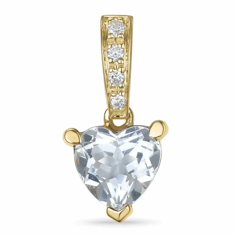 sydän kvartsi riipus 14 karaatti kultaa 0,03 ct 0,80 ct