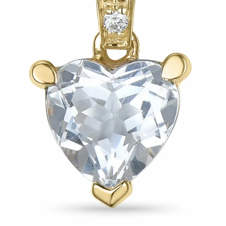 sydän kvartsi riipus 14 karaatti kultaa 0,03 ct 0,80 ct