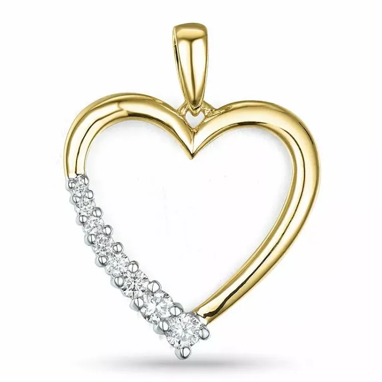 sydän timantti riipus 14 karaatti kulta ja valkokultaa 0,26 ct