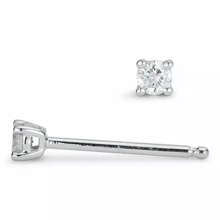 2 x 0,05 ct solitaire-nappikorvakorut 14 karaatin valkokultaa kanssa timantti