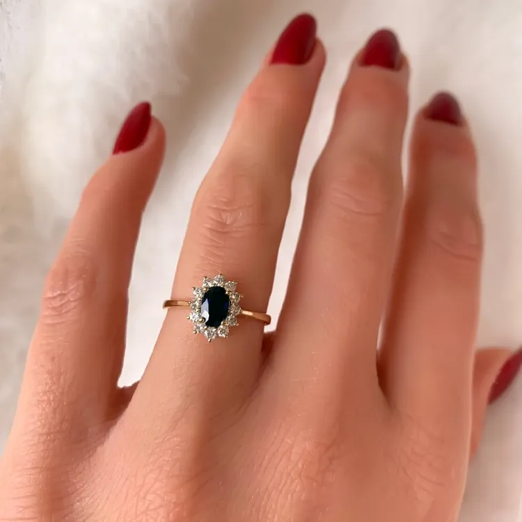 safiiri ruusukesormus 14 karaatin kultaa 0,26 ct 0,65 ct