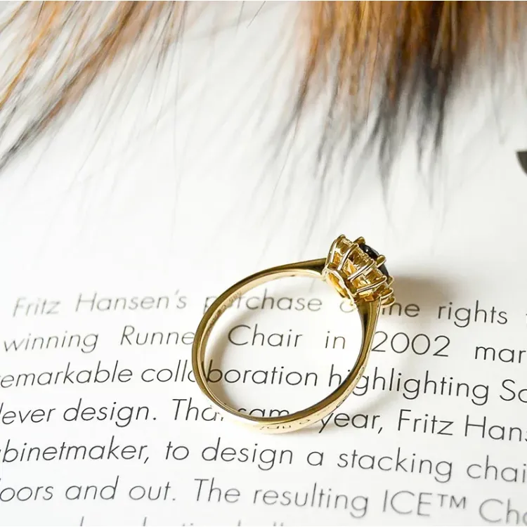 safiiri ruusukesormus 14 karaatin kultaa 0,26 ct 0,65 ct