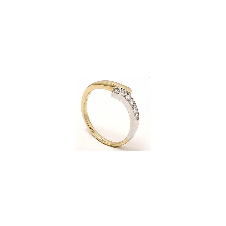abstrakti timantti sormus 14 karaatin kulta ja valkokultaa 0,15 ct