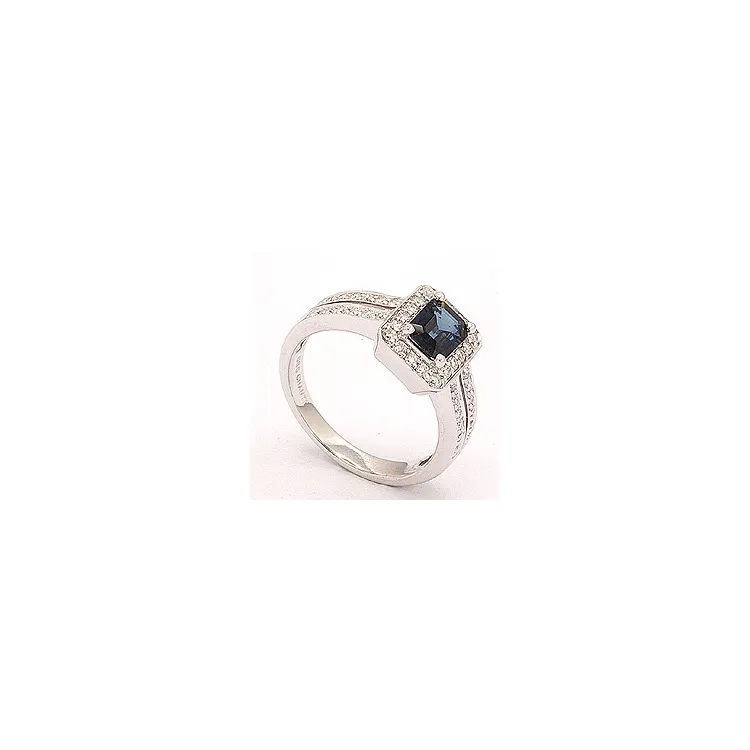 sininen safiiri sormus 14 karaatin valkokultaa 0,43 ct 1,05 ct