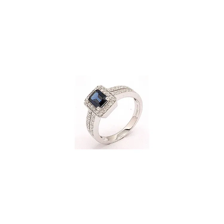 sininen safiiri sormus 14 karaatin valkokultaa 0,43 ct 1,05 ct