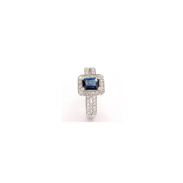 sininen safiiri sormus 14 karaatin valkokultaa 0,43 ct 1,05 ct
