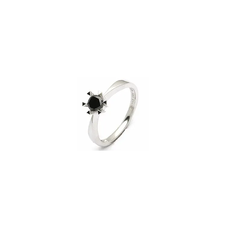 0,30 ct musta timantti solitaire-sormus 14 karaatin valkokultaa 0,32 ct