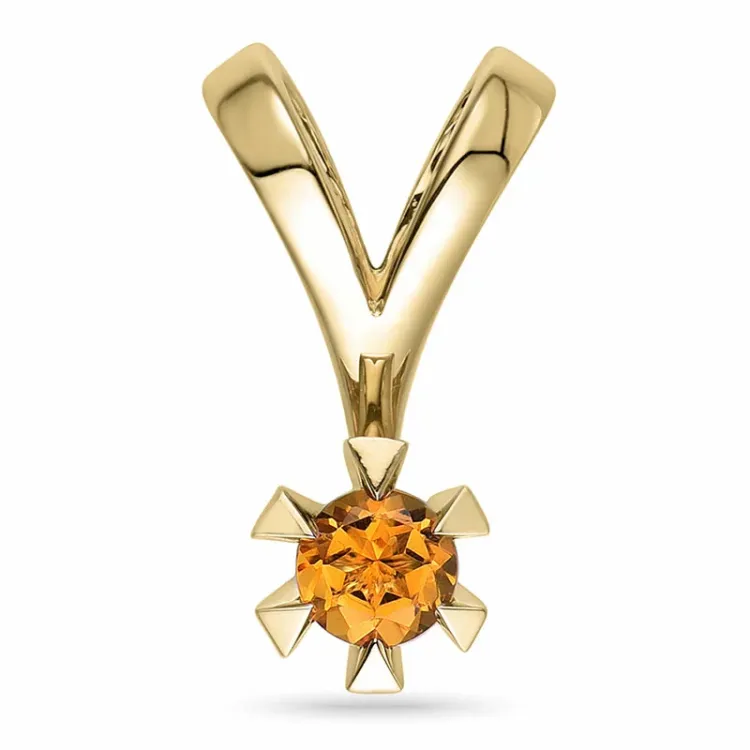 oranssinvärinen sitriini solitaire-riipus 14 karaatti kultaa 0,25 ct