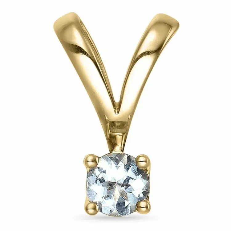 akvamariinia solitaire-riipus 14 karaatti kultaa 0,24 ct