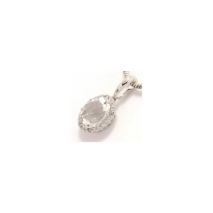 ovaali kvartsi timanttiriipus 14 karaatti valkokultaa 0,12 ct 2,0 ct