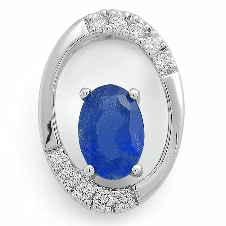 ovaali safiiri riipus 14 karaatti valkokultaa 0,06 ct 0,65 ct