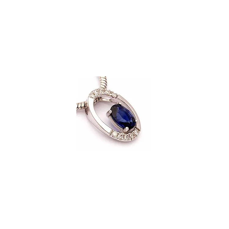 ovaali safiiri riipus 14 karaatti valkokultaa 0,06 ct 0,65 ct