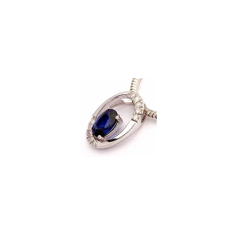ovaali safiiri riipus 14 karaatti valkokultaa 0,06 ct 0,65 ct