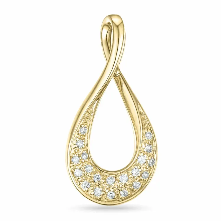 Pisaranmuotoinen timanttiriipus 14 karaatti kultaa 0,13 ct