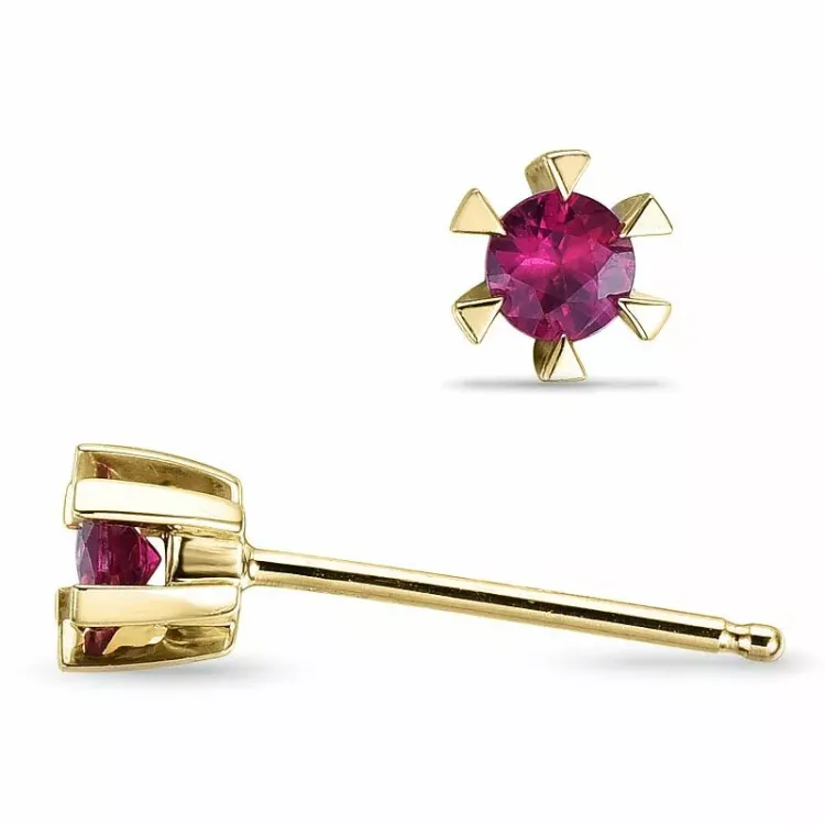 2 x 0,15 ct aitoja solitaire-nappikorvakorut 14 karaatin kultaa kanssa rubiini