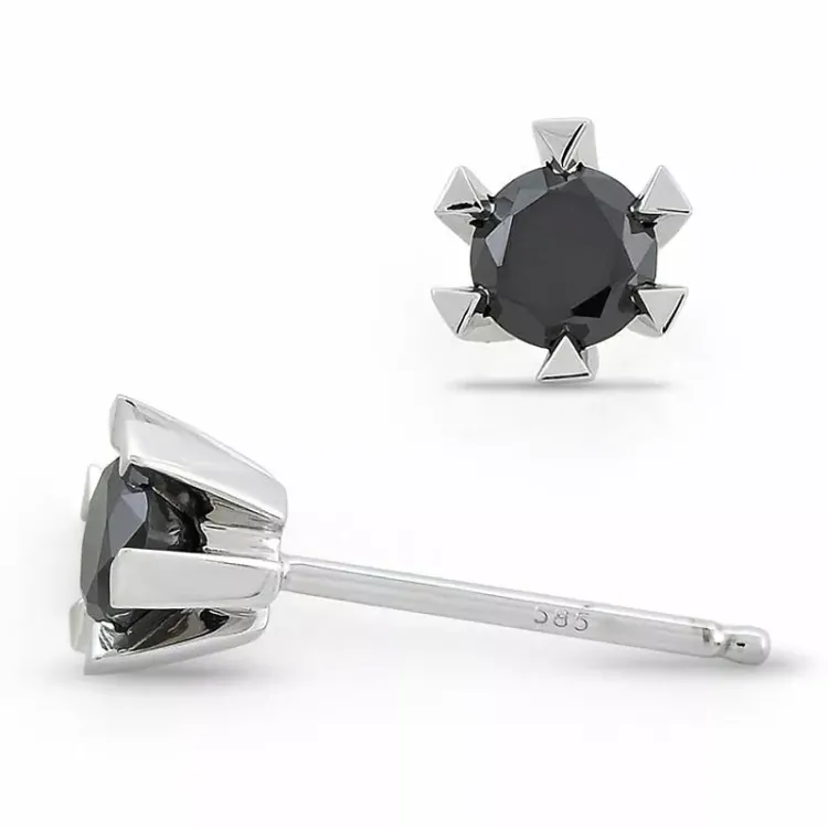2 x 0,32 ct mustat solitaire-nappikorvakorut 14 karaatin valkokultaa kanssa musta timantti