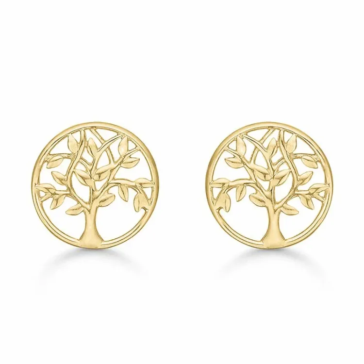 6,5 mm Støvring Design elämänpuu korvarenkaat  14 karaatin kultaa