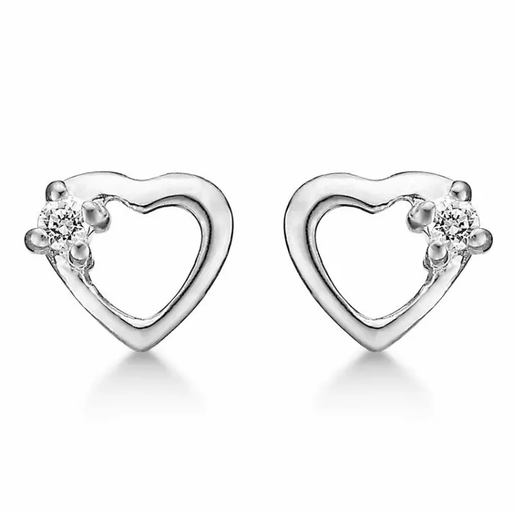 Støvring Design sydän korvarenkaat  hopea valkoinen zirkoni