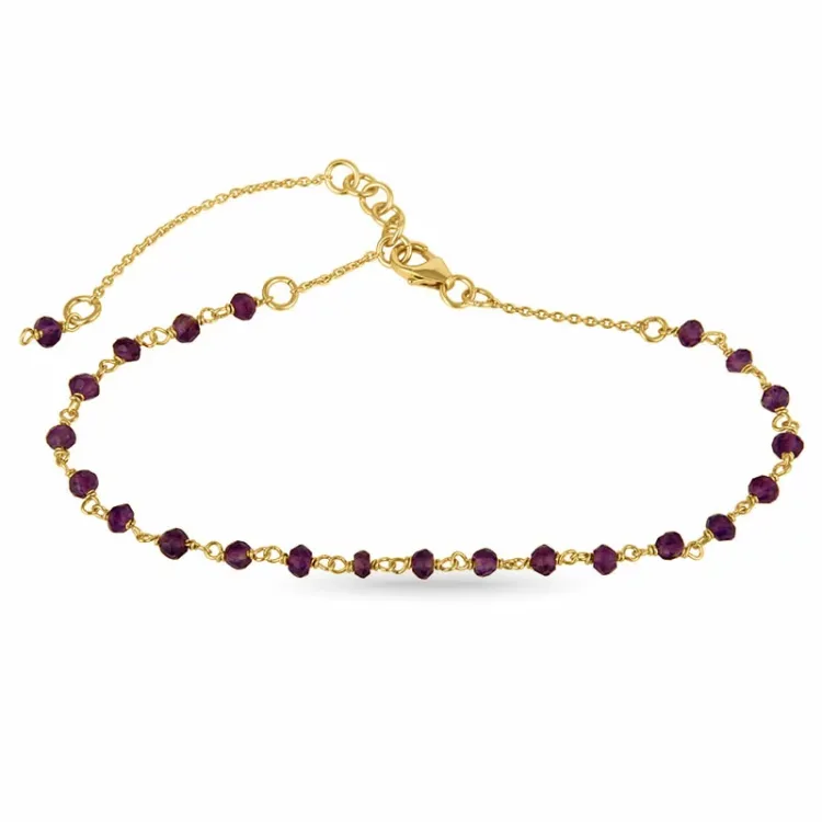 ametisti rannekoru kullattua hopeaa - Loom Stones