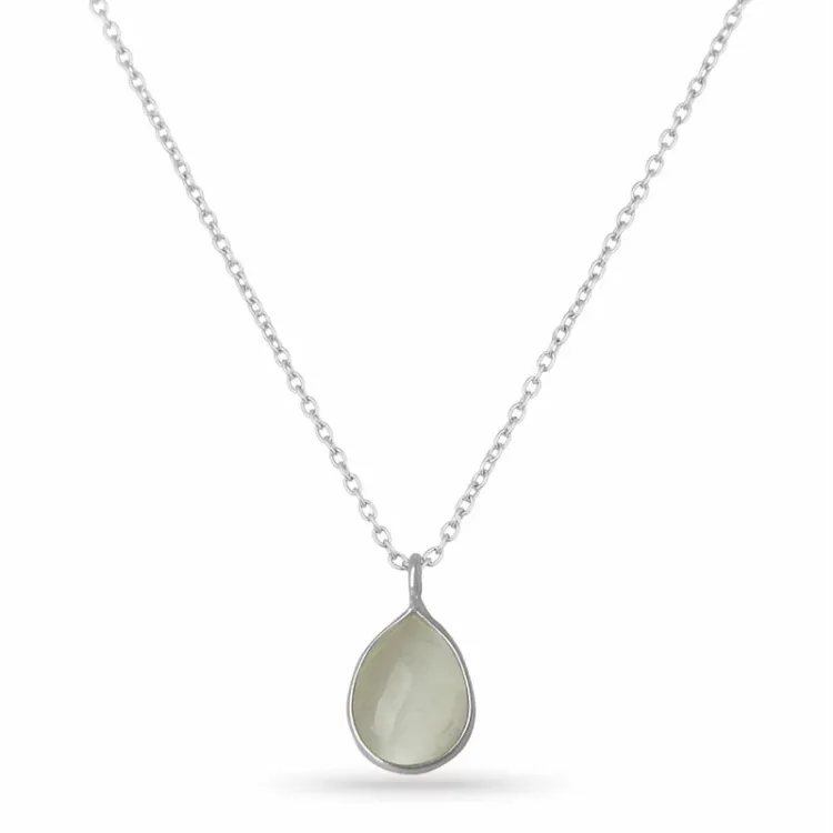 valkoinen kuukivi kaulaketju hopeaa riipus hopea - Loom Stones