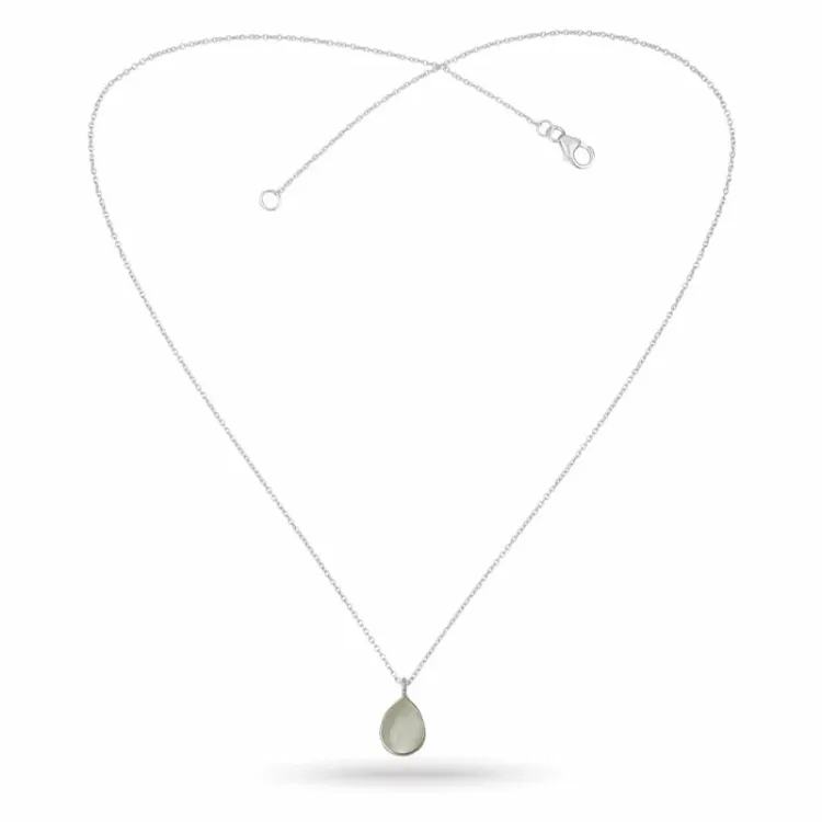 valkoinen kuukivi kaulaketju hopeaa riipus hopea - Loom Stones