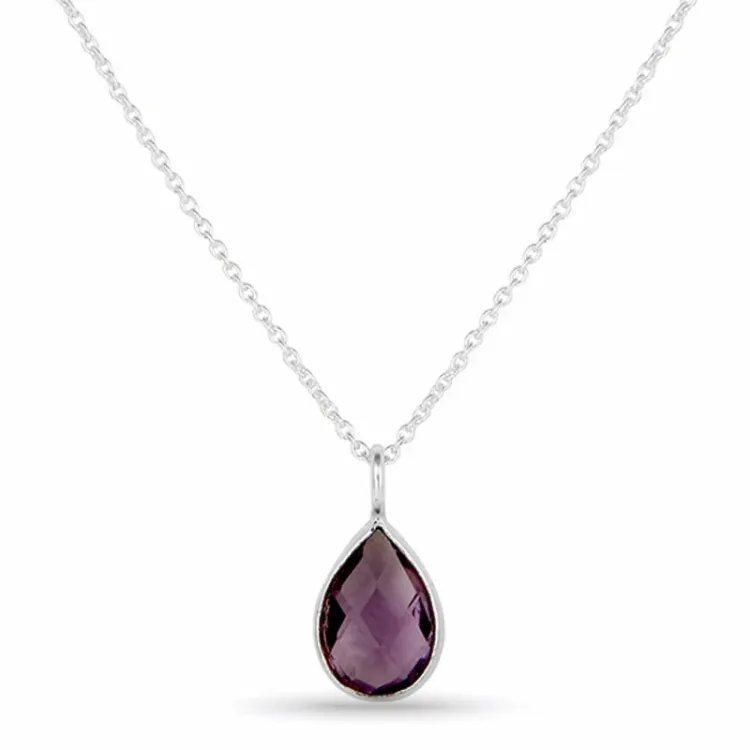 lila ametisti kaulaketju hopeaa riipus hopea - Loom Stones