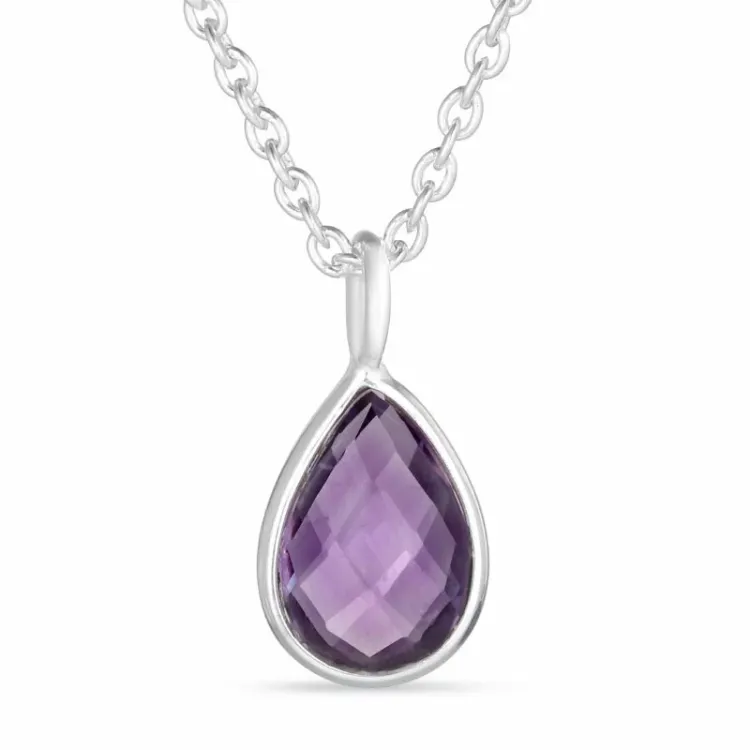 lila ametisti kaulaketju hopeaa riipus hopea - Loom Stones