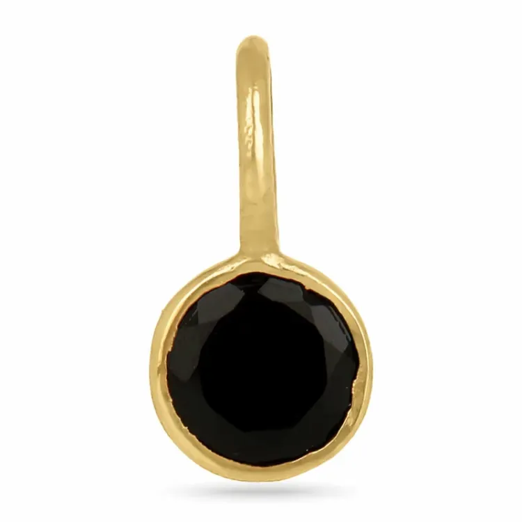 pieni musta onyx riipus  kullattua hopeaa - Loom Stones